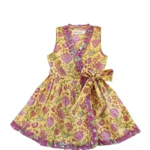 MY LITTLE LAMBS Floral Yellow and Pink GIRL's Wrap Dress